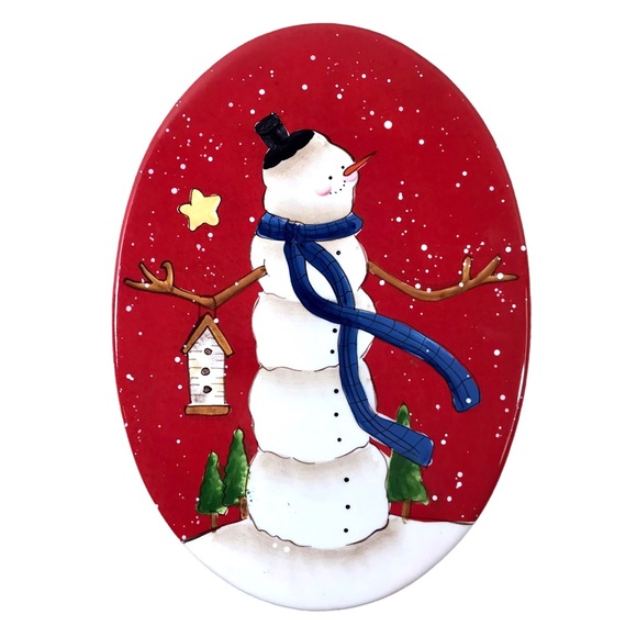 Certified International Hilltop Snowman Oval Cheese Plate by Janet Wecker Frisch - Picture 1 of 4